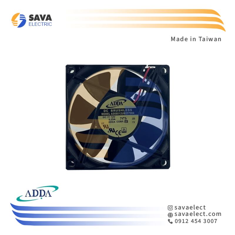 فن تابلویی80*80 بلبرینگی 12VDC آدا تایوان