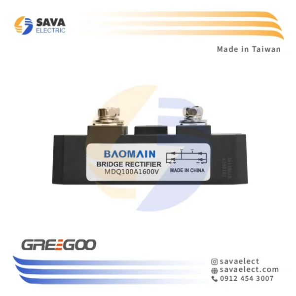 پل دیود تک فاز MDQ-100-16F گریگو تایوان