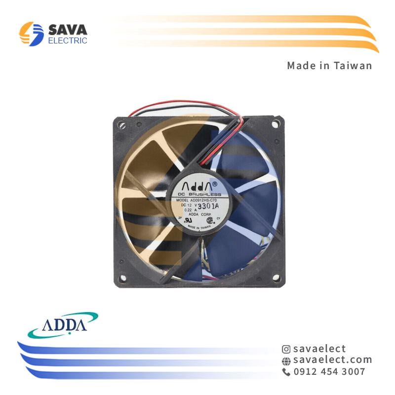 فن تابلویی92*92 بلبرینگی 12VDC آدا تایوان