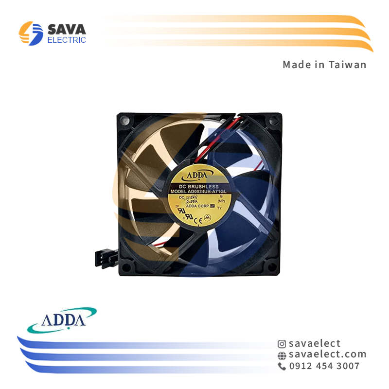 فن بلبرینگی80*80 تابلویی 24VDC آدا تایوان